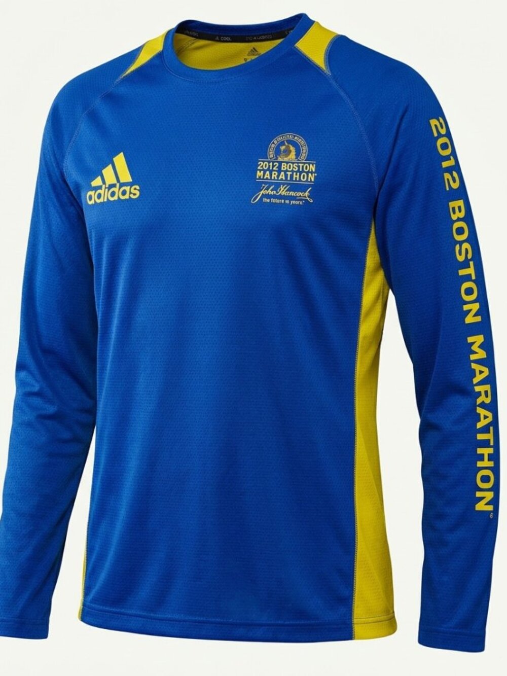 Adidas Response 2012 Boston Marathon Long Sleeve Shirt Blue Yellow Men's Size M